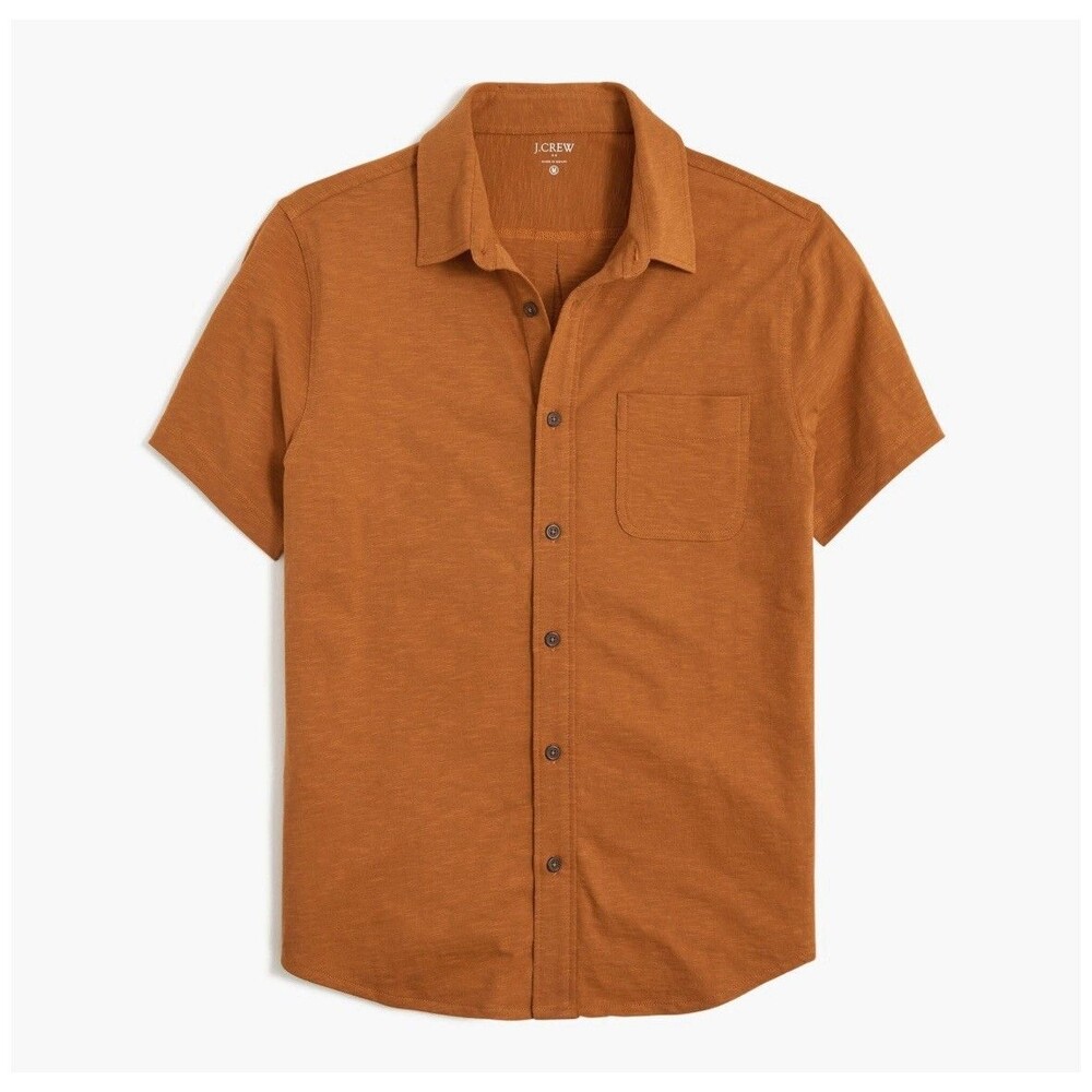 J Crew Men’s Short Sleeve Button Down Shirt Sz Lg Orange
